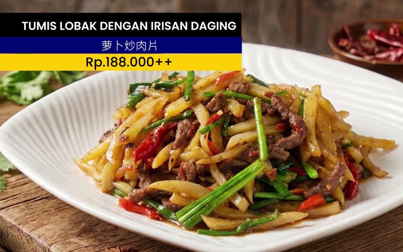tumis lobak dengan irisan daging